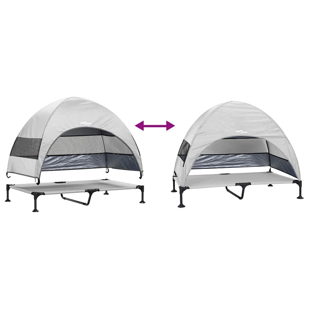 Letto rialzato per cani  con tetto removibile grigio argento XL acciaio 42008222