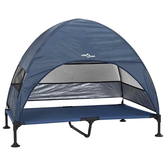 Letto rialzato per cani  con tetto removibile blu navy XL Acciaio 42008223