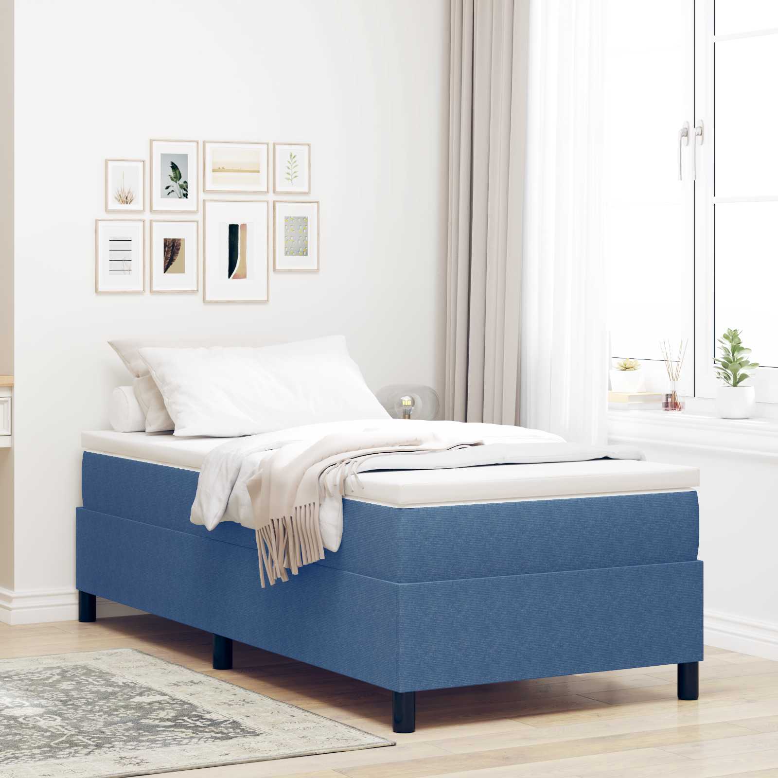 Struttura letto piattaforma Blu 100 x 200 cm Tessuto 3337395