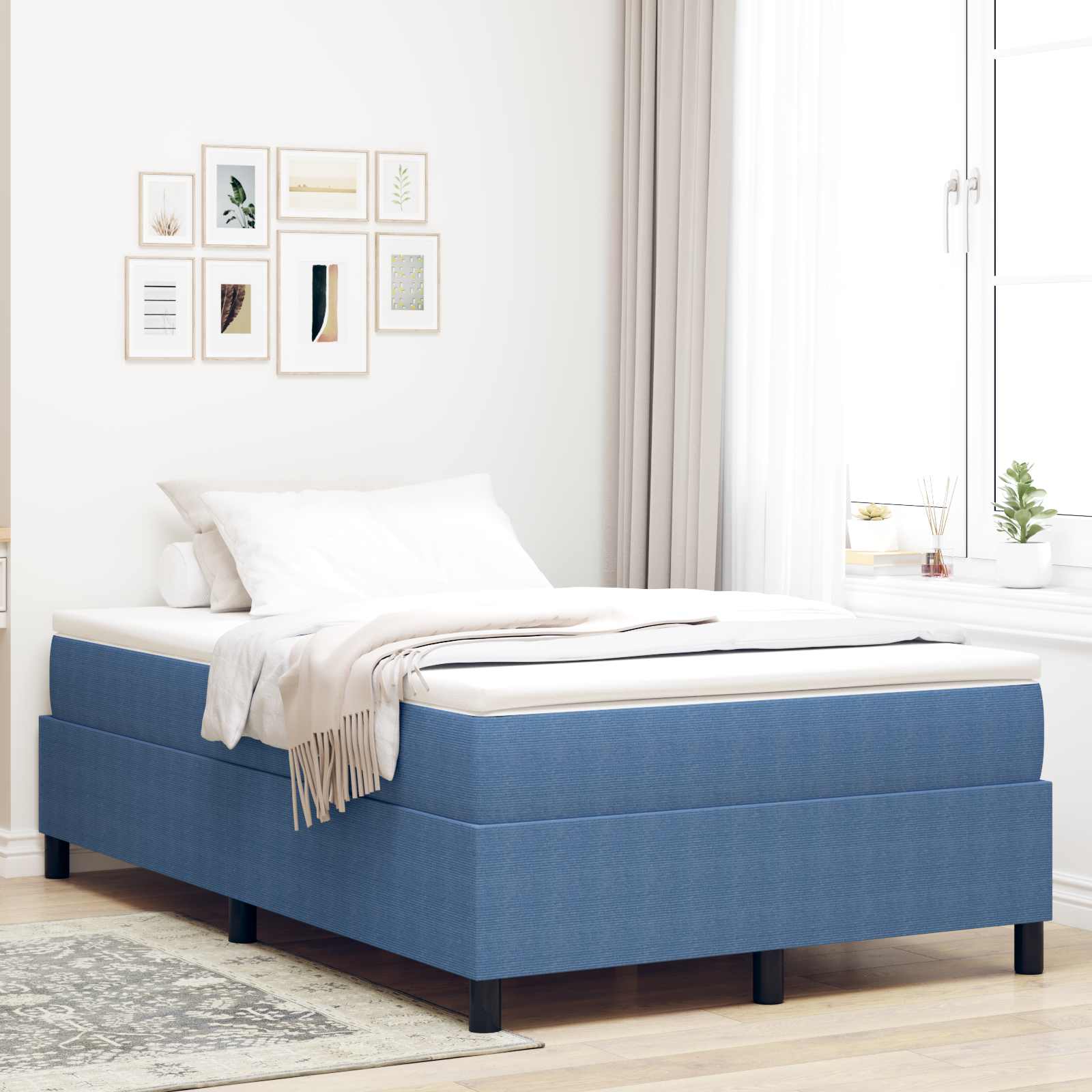 Struttura letto piattaforma Blu 120 x 200 cm Tessuto 3337405