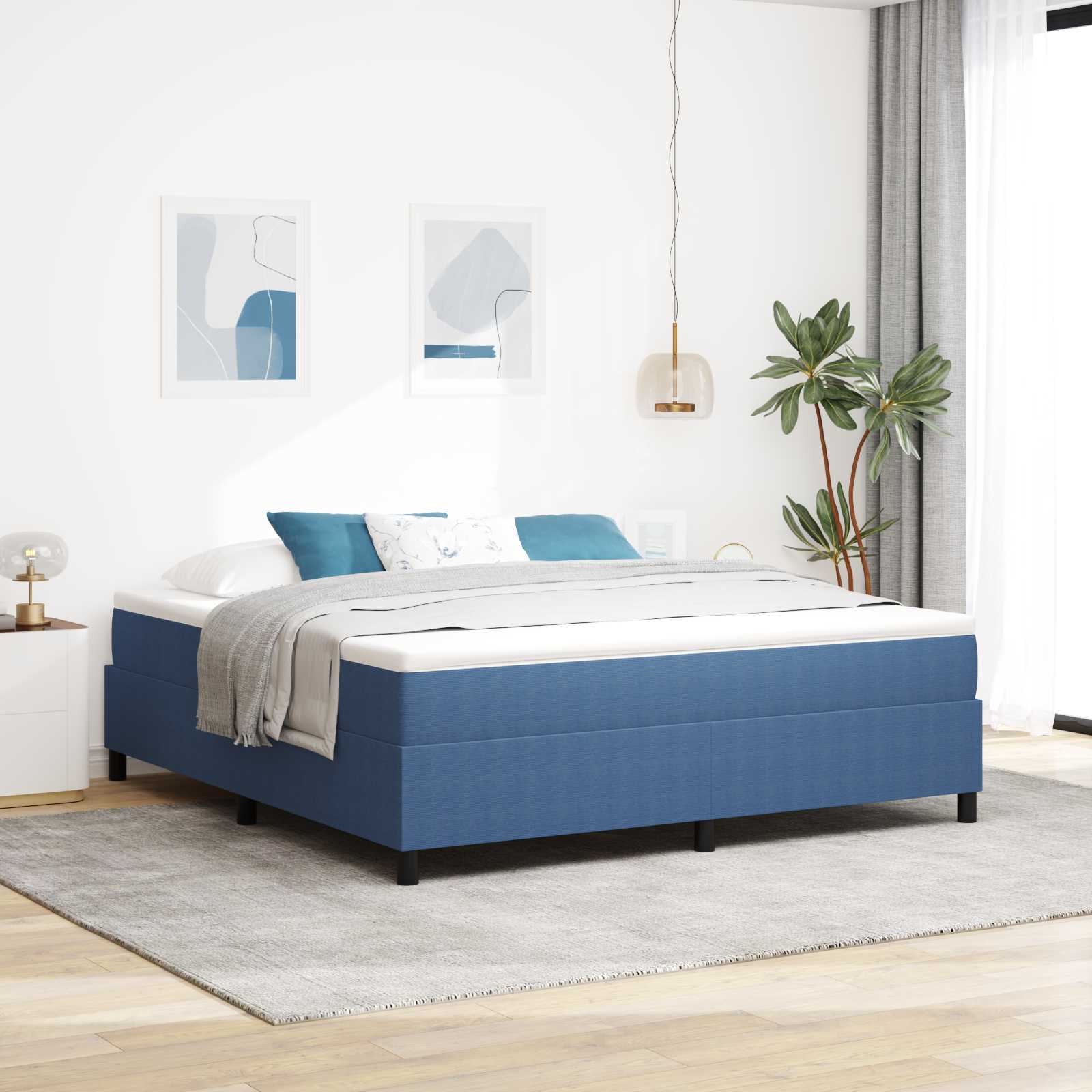 Struttura letto piattaforma Blu 180 x 200 cm Tessuto 3337425