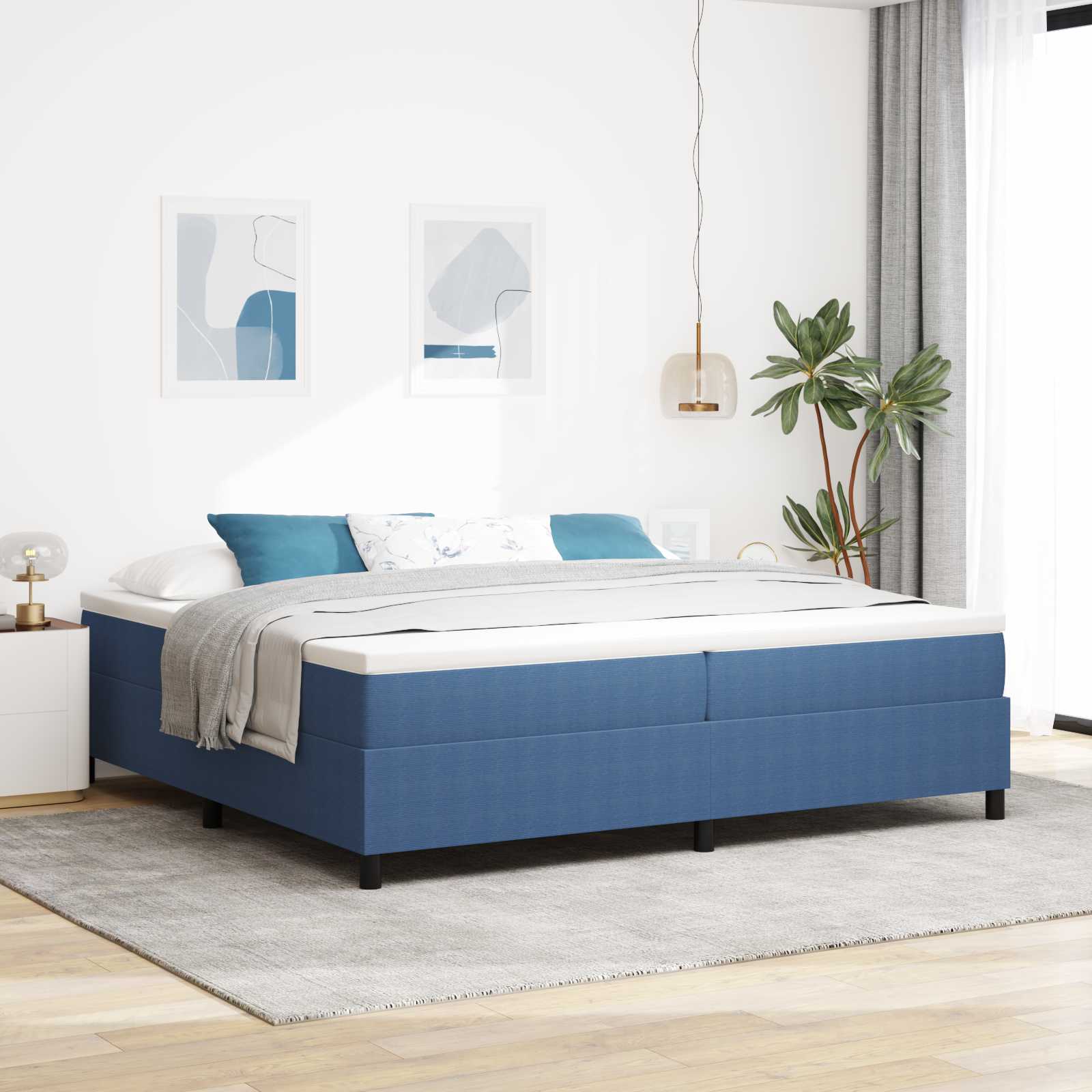 Struttura letto piattaforma Blu 200 x 200 cm Tessuto 3337430