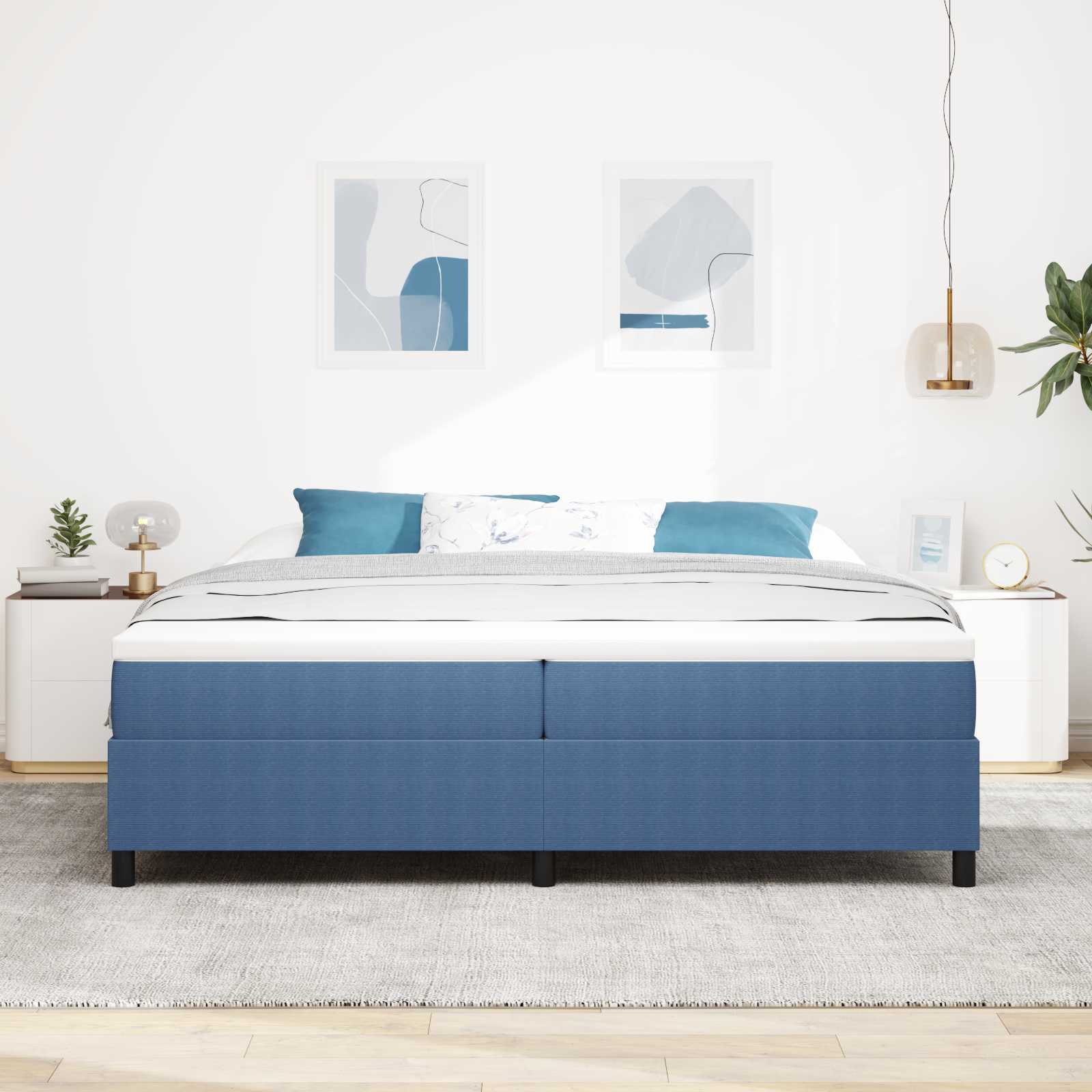 Struttura letto piattaforma Blu 200 x 200 cm Tessuto 3337430