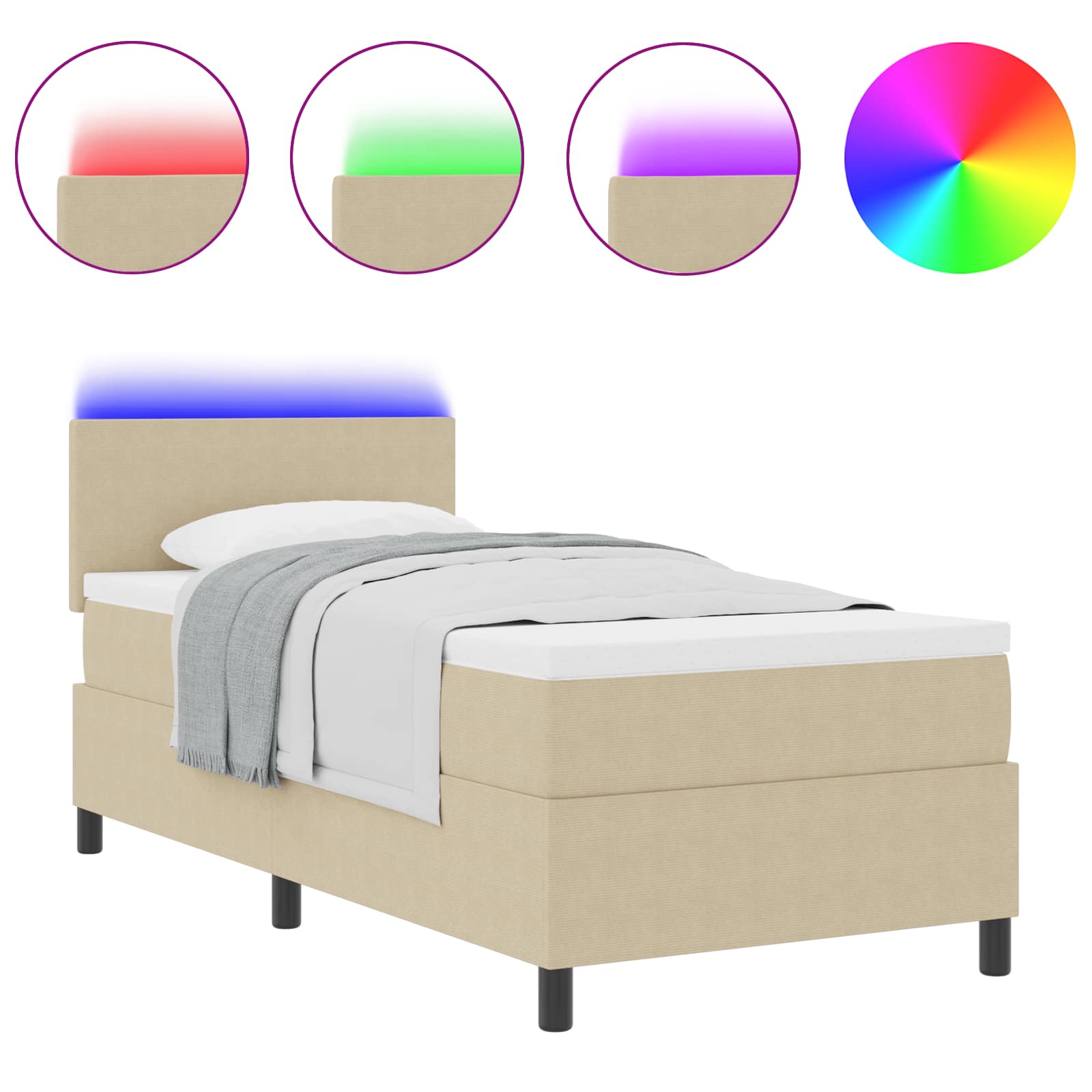 Letto a Sorgente LED Grigio chiaro e bianco 80 x 200 cm 3337578