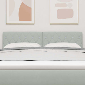 Testiera LED con testiera-Testata con LED-Testiera Decorativa Grigio chiaro 144 cm Poliestere 321340