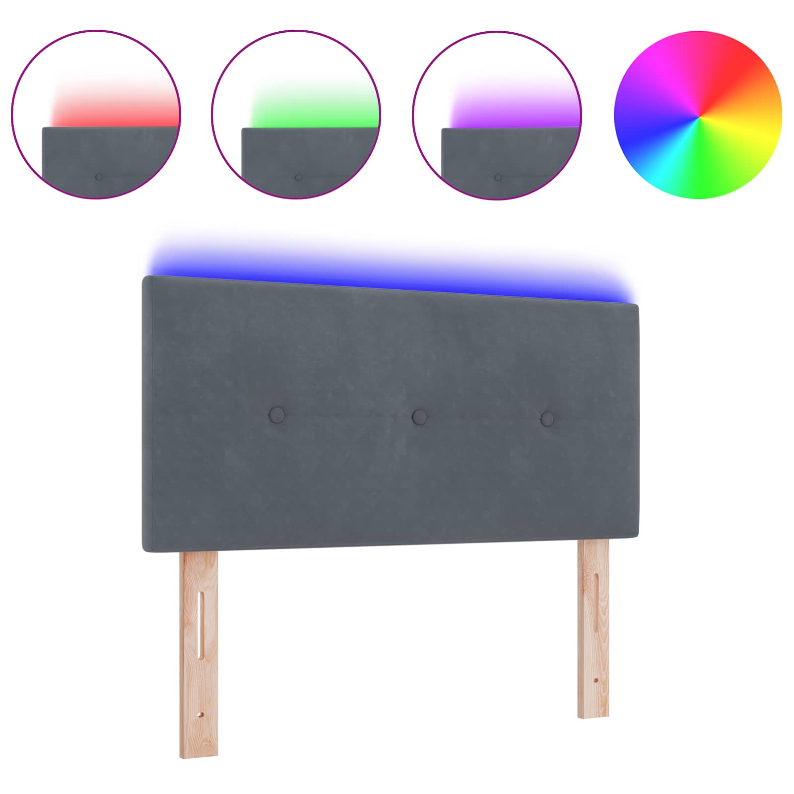 Testiera LED con luci a strisce a LED-Testata con LED Grigio 100 cm Poliestere