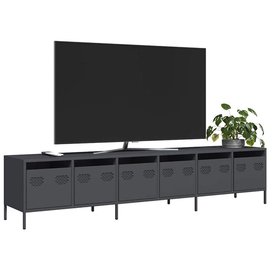 Mobile TV-Credenza TV-Console TV Antracite 202x39x43,5 cm Acciaio Laminato a Freddo 841157