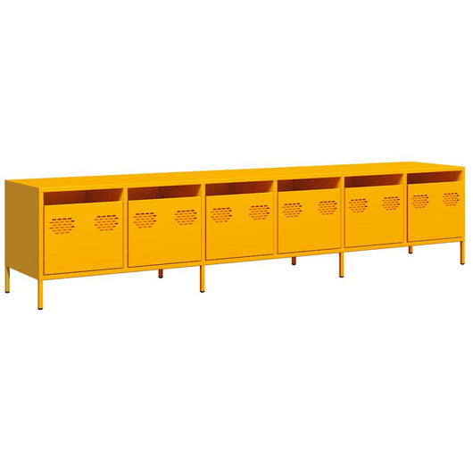 Mobile TV-Credenza TV-Console TV Giallo Senape 202x39x43,5cm Acciaio Laminato a Freddo 200609