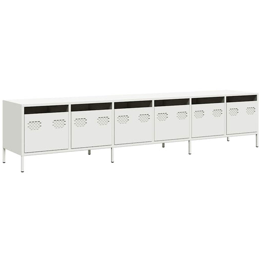 Mobile TV-Credenza TV-Console TV Bianco 202x39x43,5 cm in Acciaio Laminato a Freddo 214132