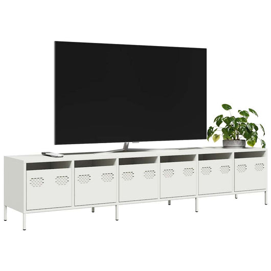 Mobile TV-Credenza TV-Console TV Bianco 202x39x43,5 cm in Acciaio Laminato a Freddo 214132