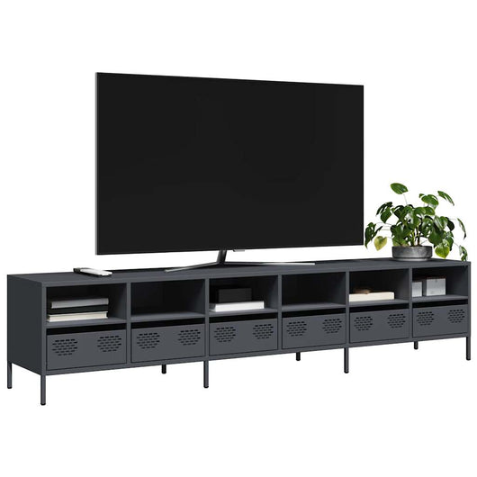 Mobile TV-Credenza TV-Console TV Antracite 202x39x43,5 cm Acciaio Laminato a Freddo 820848