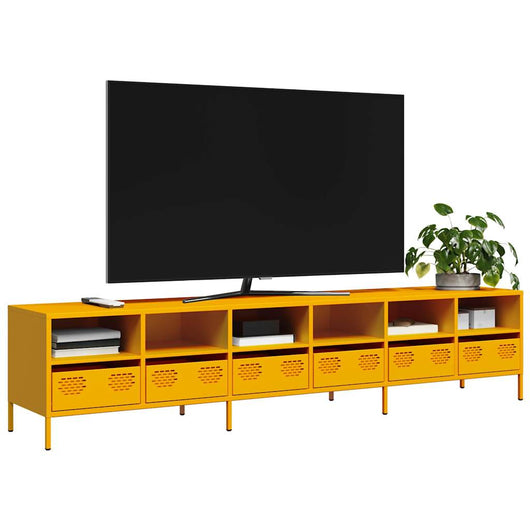 Mobile TV-Credenza TV-Console TV Giallo Senape 202x39x43,5cm Acciaio Laminato a Freddo 532765