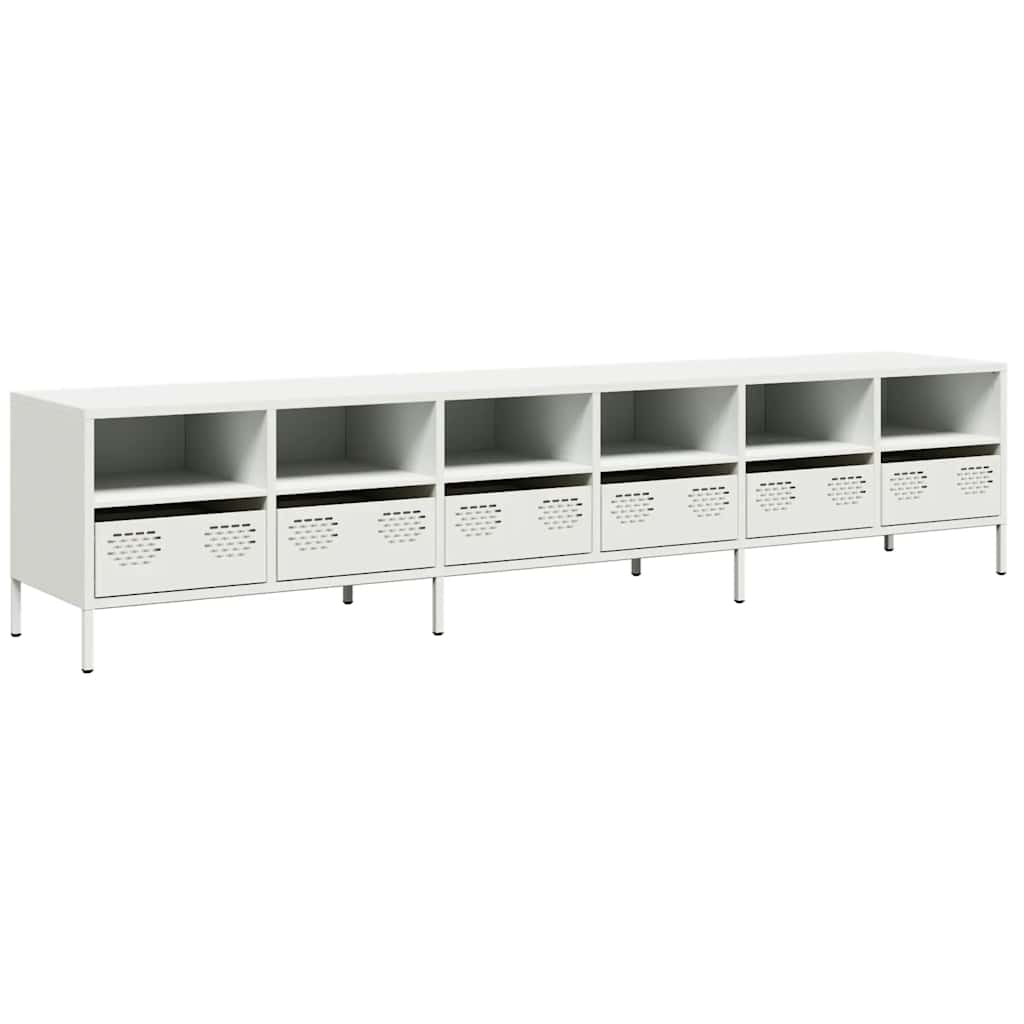 Mobile TV-Credenza TV-Console TV Bianco 202x39x43,5 cm in Acciaio Laminato a Freddo 405695