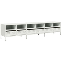 Mobile TV-Credenza TV-Console TV Bianco 202x39x43,5 cm in Acciaio Laminato a Freddo 405695