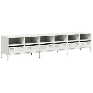 Mobile TV-Credenza TV-Console TV Bianco 202x39x43,5 cm in Acciaio Laminato a Freddo 405695