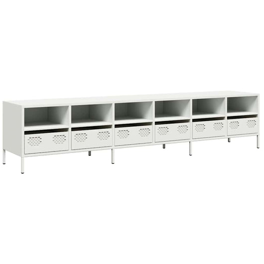 Mobile TV-Credenza TV-Console TV Bianco 202x39x43,5 cm in Acciaio Laminato a Freddo 405695