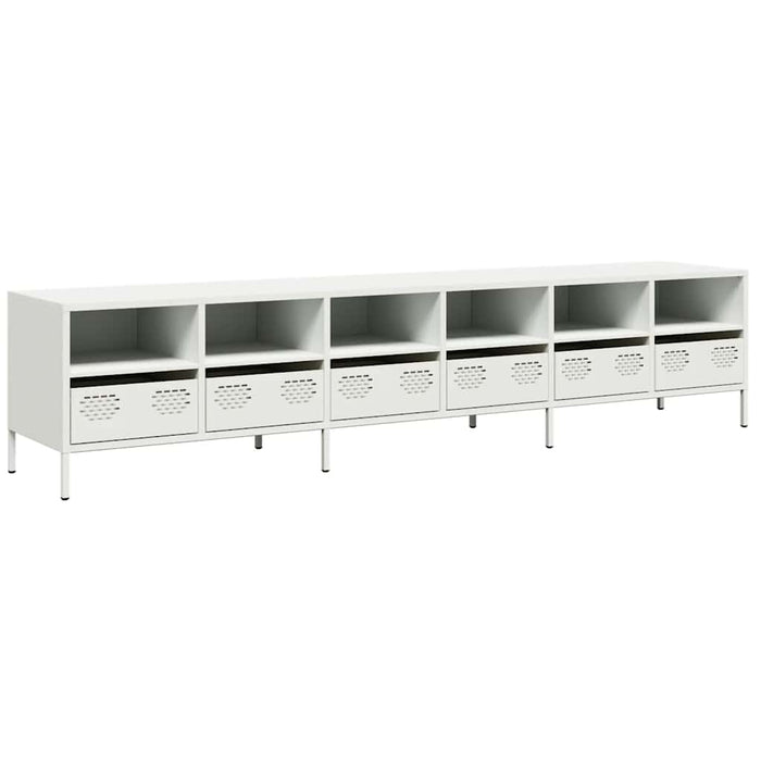 Mobile TV-Credenza TV-Console TV Bianco 202x39x43,5 cm in Acciaio Laminato a Freddo 405695