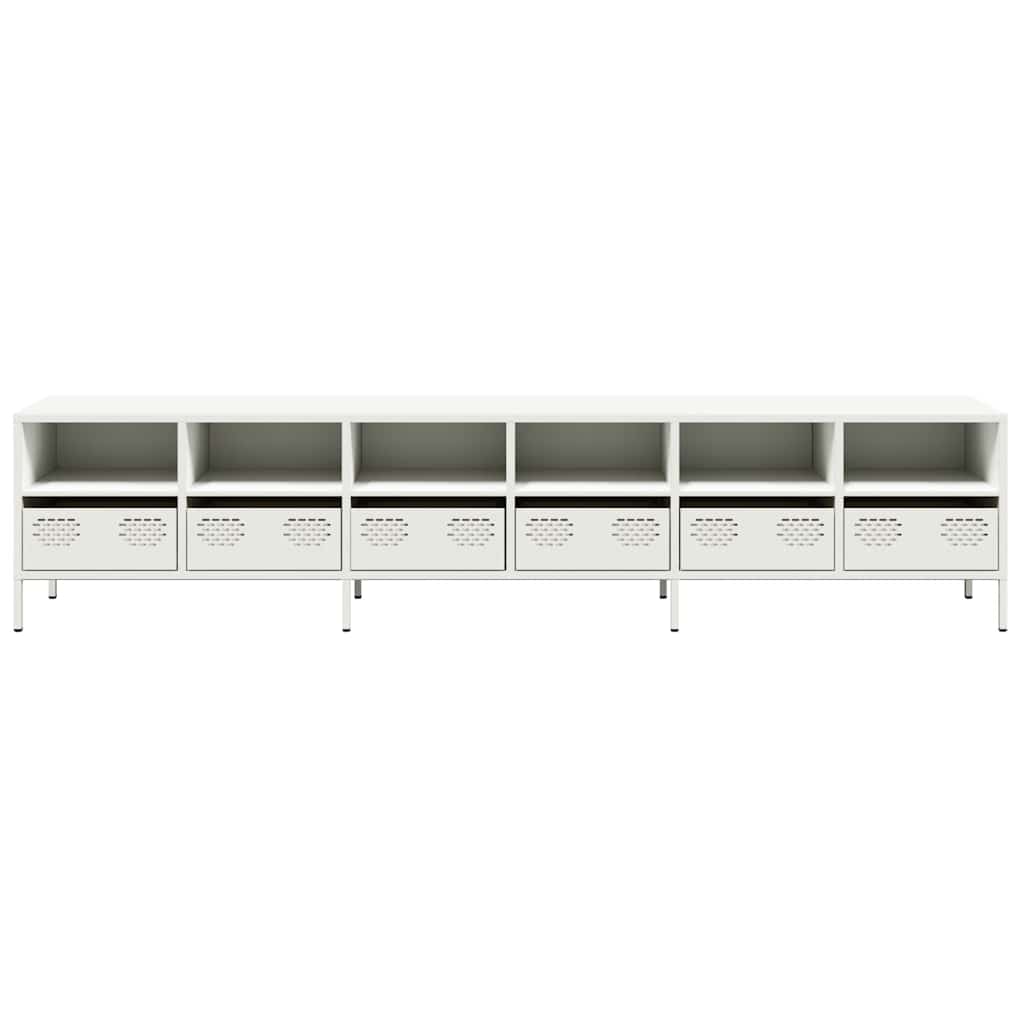 Mobile TV-Credenza TV-Console TV Bianco 202x39x43,5 cm in Acciaio Laminato a Freddo 405695