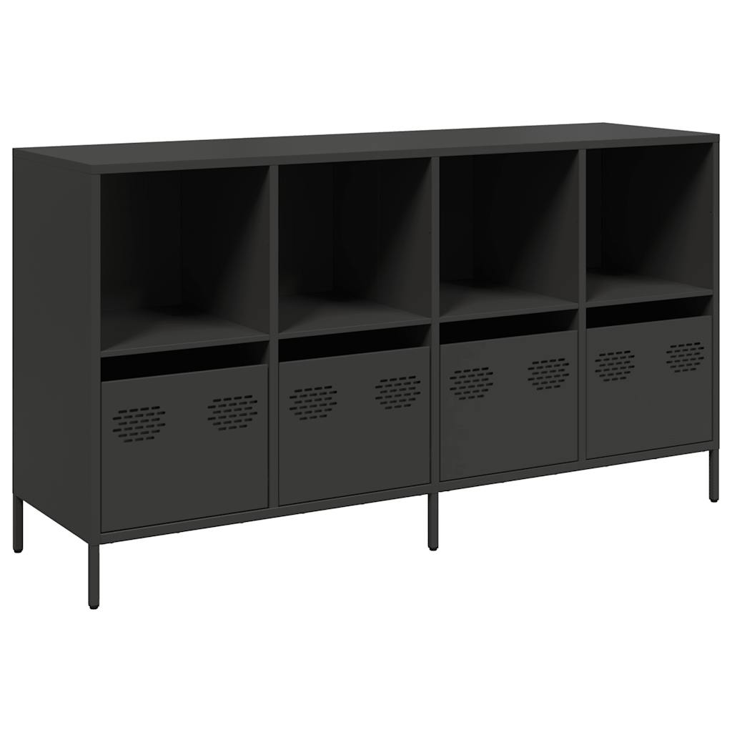 Credenza-Buffet-Armadio da cucina Nera 135x39x73,5 cm in Acciaio Laminato a Freddo 714000