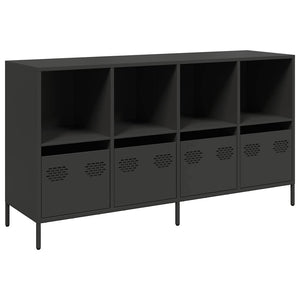 Credenza-Buffet-Armadio da cucina Nera 135x39x73,5 cm in Acciaio Laminato a Freddo 714000