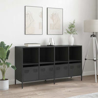 Credenza-Buffet-Armadio da cucina Nera 135x39x73,5 cm in Acciaio Laminato a Freddo 714000