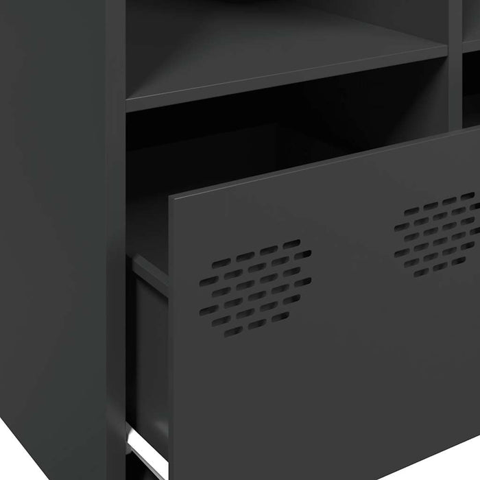 Credenza-Buffet-Armadio da cucina Nera 135x39x73,5 cm in Acciaio Laminato a Freddo 714000