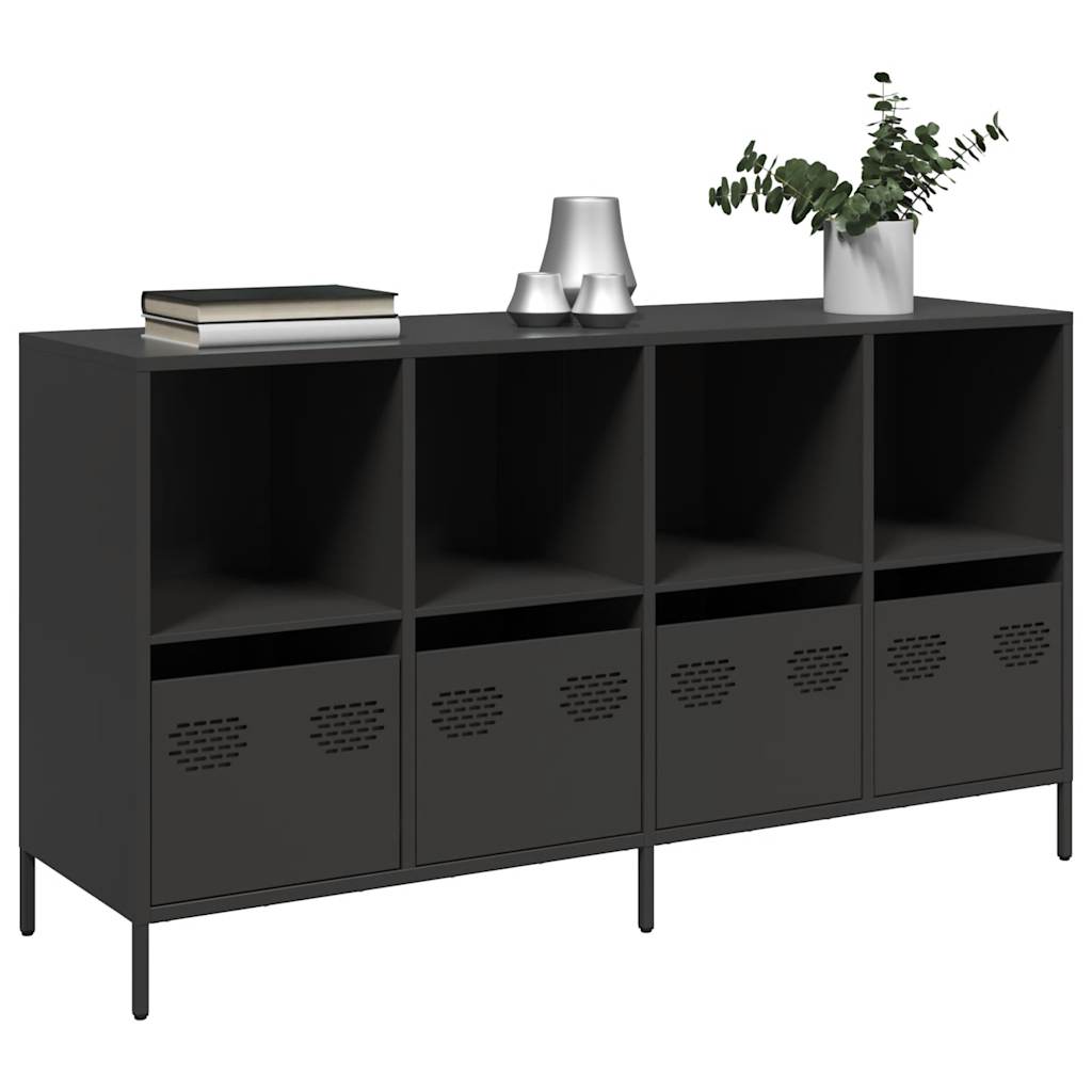 Credenza-Buffet-Armadio da cucina Nera 135x39x73,5 cm in Acciaio Laminato a Freddo 714000