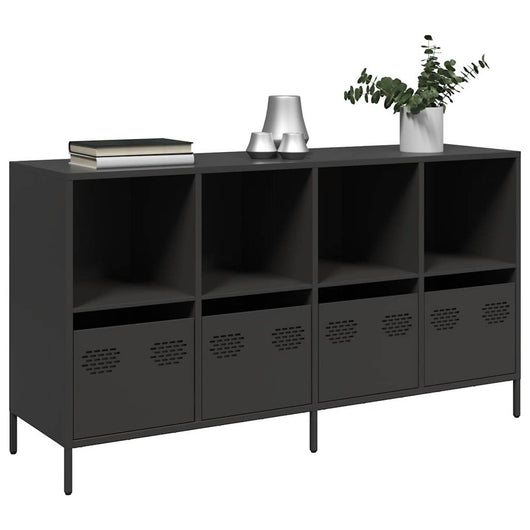 Credenza-Buffet-Armadio da cucina Nera 135x39x73,5 cm in Acciaio Laminato a Freddo 714000