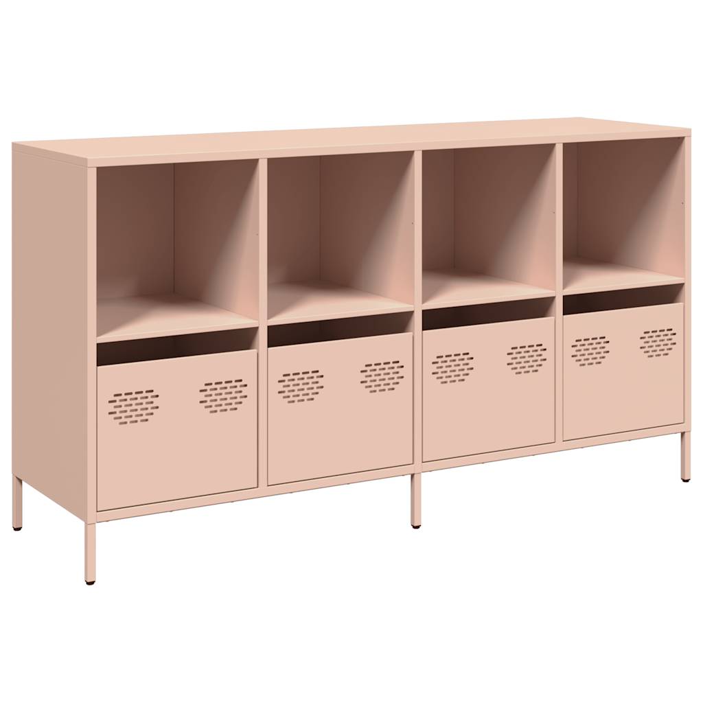 Credenza Rosa 135x39x73,5 cm in Acciaio Laminato a Freddo