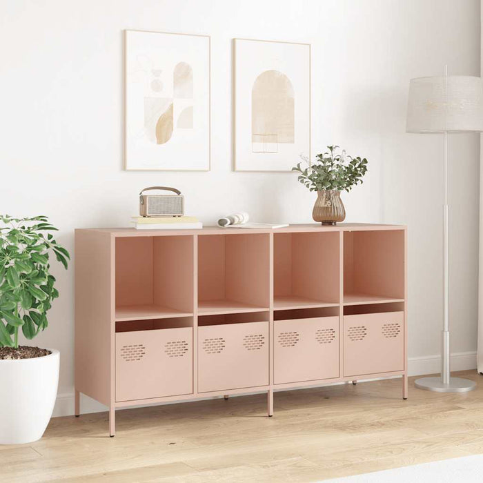 Credenza Rosa 135x39x73,5 cm in Acciaio Laminato a Freddo