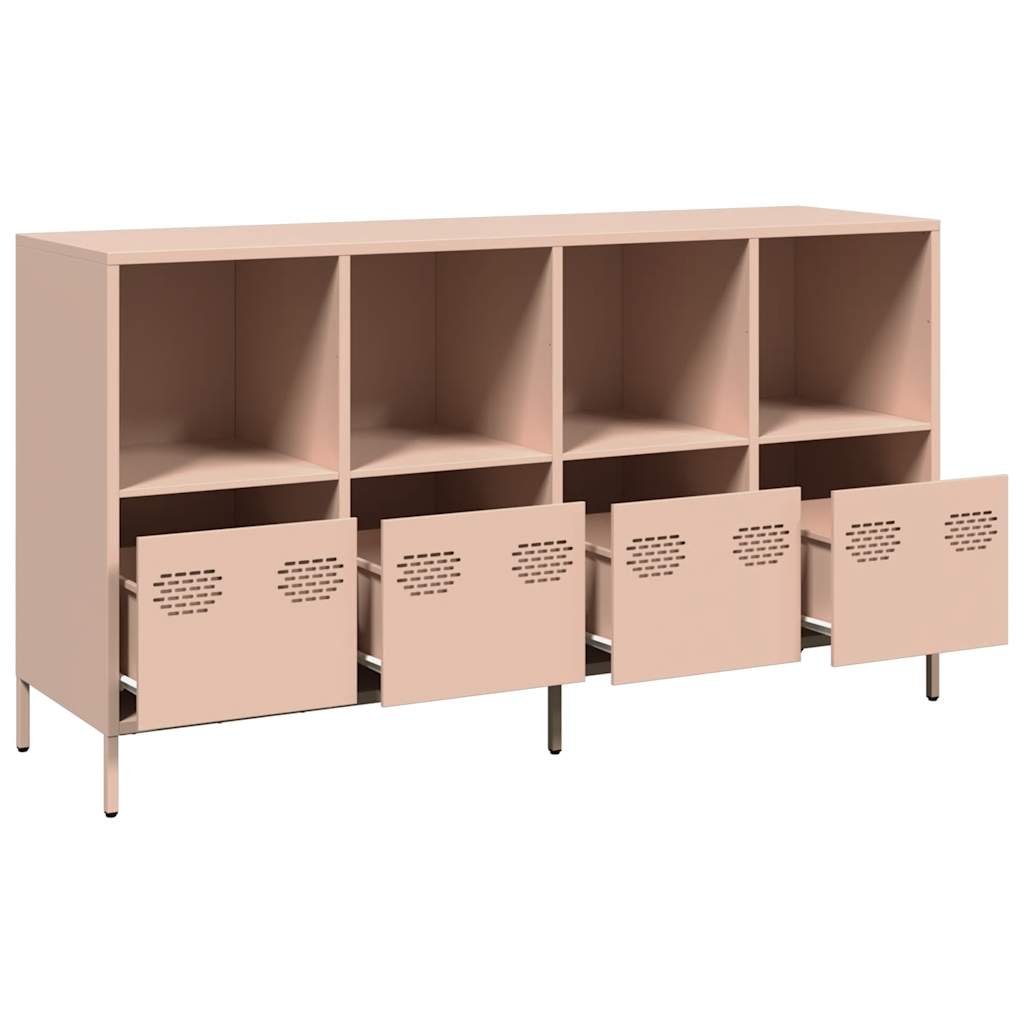Credenza Rosa 135x39x73,5 cm in Acciaio Laminato a Freddo