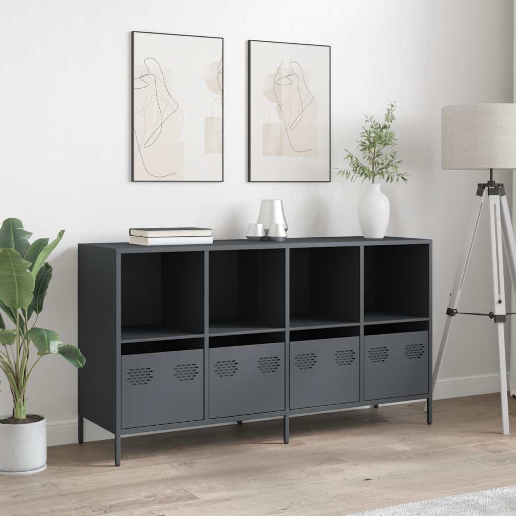 Credenza-Buffet-Armadio da cucina Antracite 135x39x73,5 cm in Acciaio Laminato a Freddo 319073