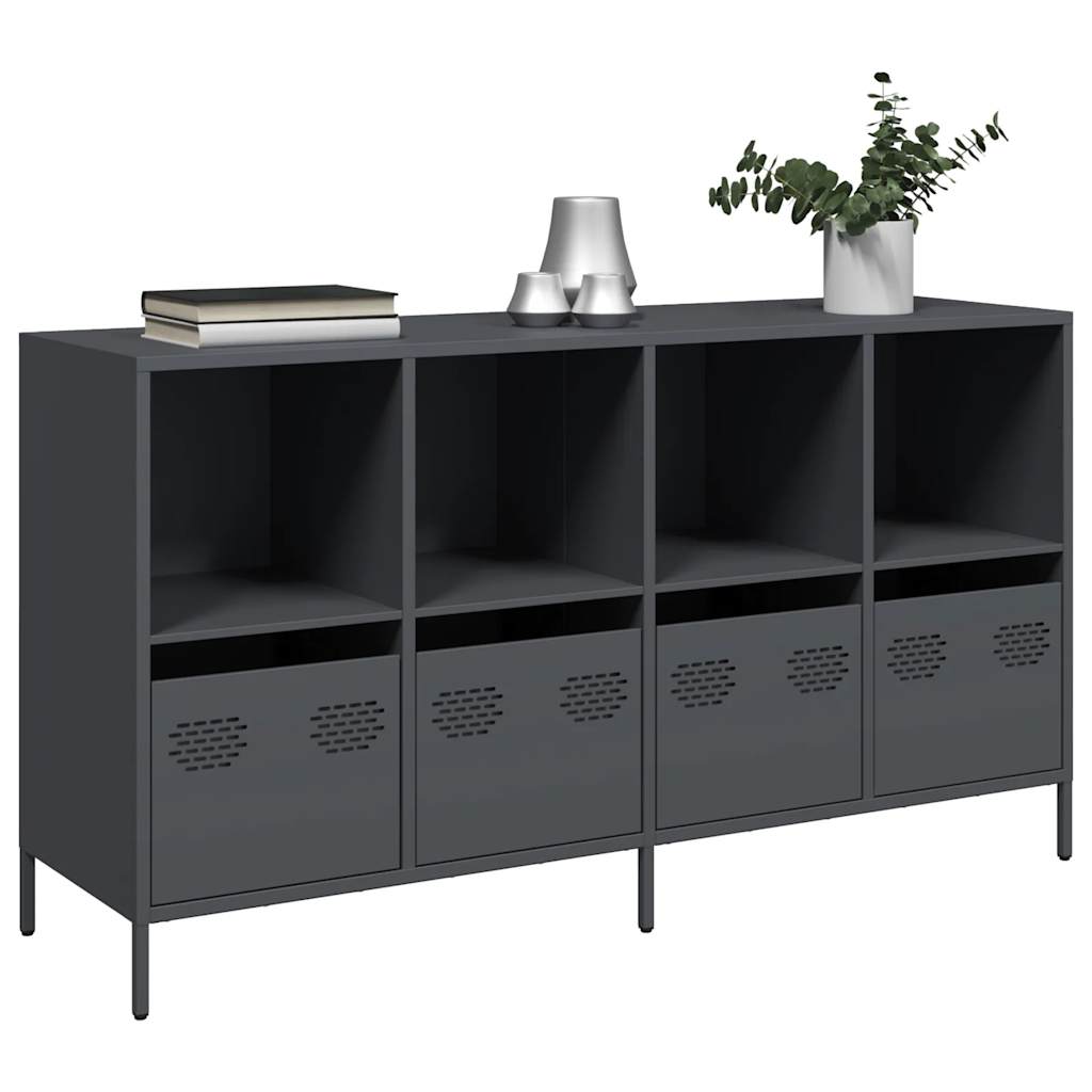 Credenza-Buffet-Armadio da cucina Antracite 135x39x73,5 cm in Acciaio Laminato a Freddo 319073