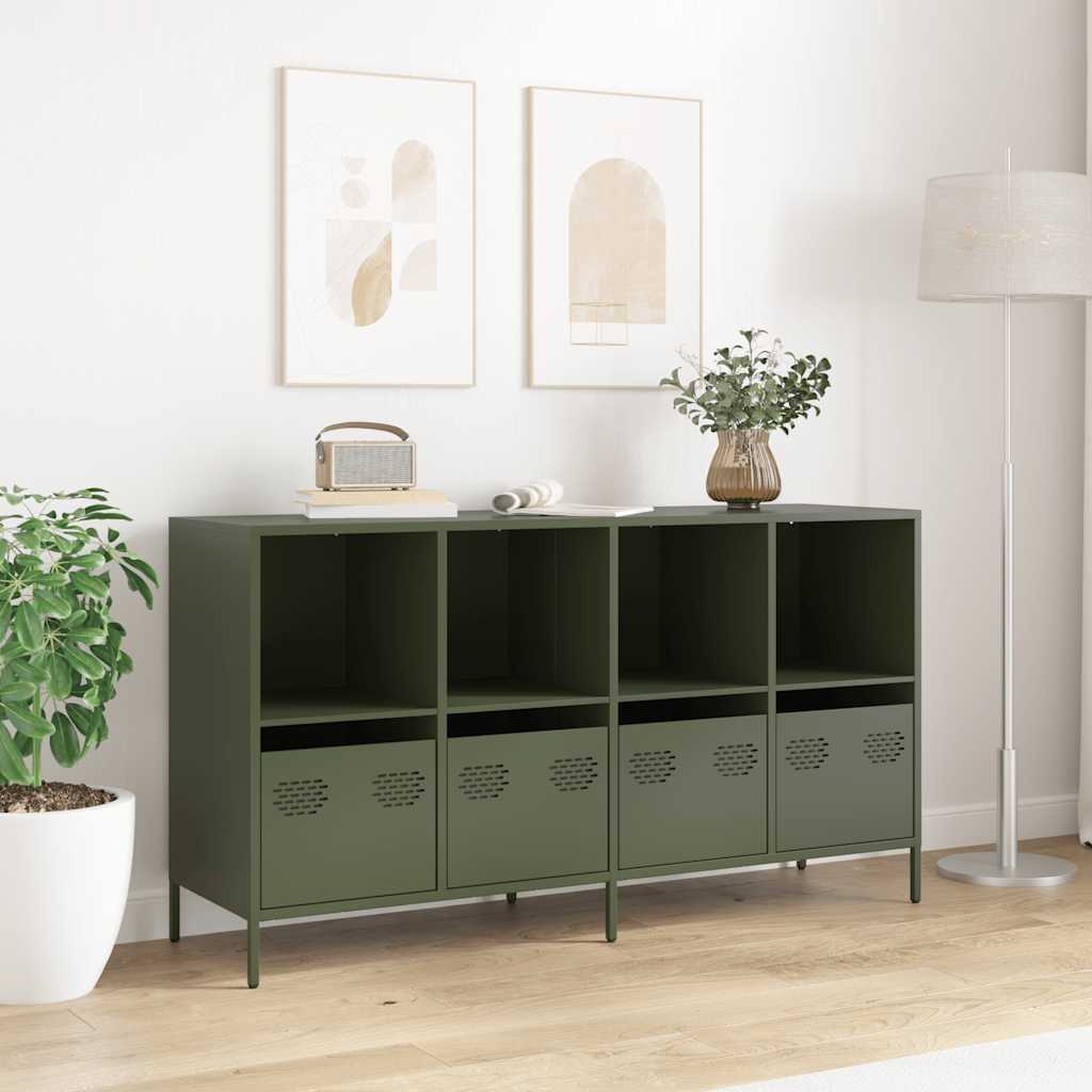 vidaXL Credenza Verde Oliva 135x39x73,5 cm Acciaio Laminato a Freddo