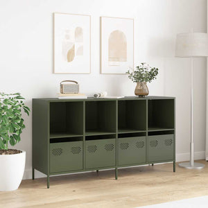 vidaXL Credenza Verde Oliva 135x39x73,5 cm Acciaio Laminato a Freddo