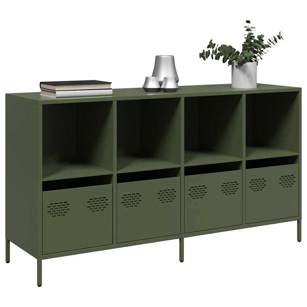 vidaXL Credenza Verde Oliva 135x39x73,5 cm Acciaio Laminato a Freddo