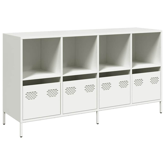 Credenza-Buffet-Armadio da cucina Bianca 135x39x73,5 cm in Acciaio Laminato a Freddo 556913