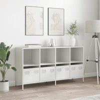 Credenza-Buffet-Armadio da cucina Bianca 135x39x73,5 cm in Acciaio Laminato a Freddo 556913