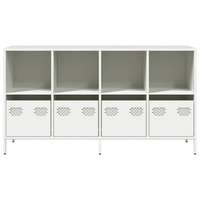 Credenza-Buffet-Armadio da cucina Bianca 135x39x73,5 cm in Acciaio Laminato a Freddo 556913