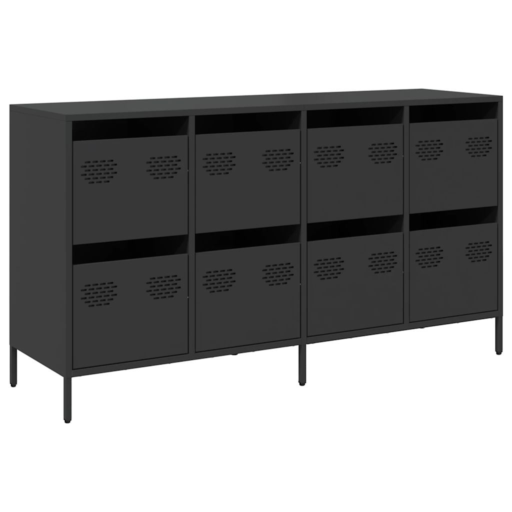 Credenza-Buffet-Armadio da cucina Nera 135x39x73,5 cm in Acciaio Laminato a Freddo 745295