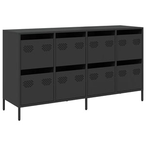 Credenza-Buffet-Armadio da cucina Nera 135x39x73,5 cm in Acciaio Laminato a Freddo 745295