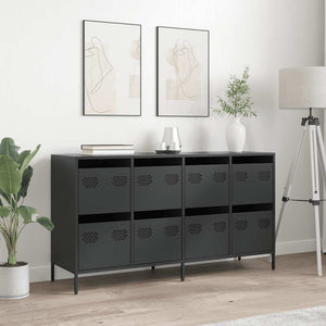 Credenza Nera 135x39x73,5 cm in Acciaio Laminato a Freddo 3307167