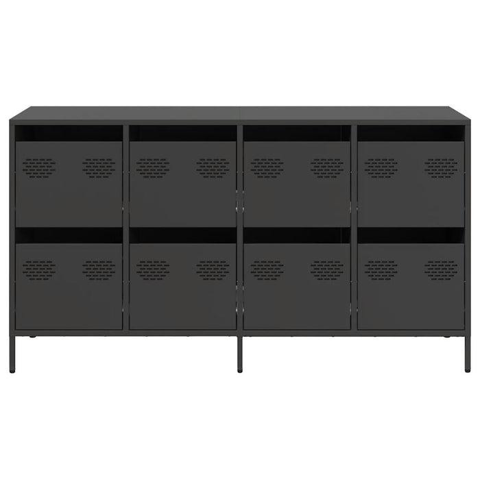 Credenza-Buffet-Armadio da cucina Nera 135x39x73,5 cm in Acciaio Laminato a Freddo 745295