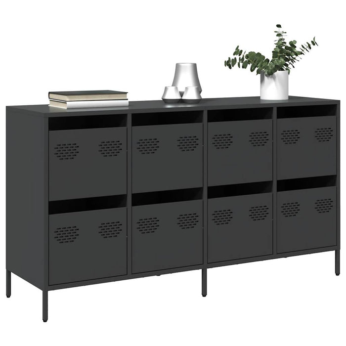 Credenza Nera 135x39x73,5 cm in Acciaio Laminato a Freddo 3307167