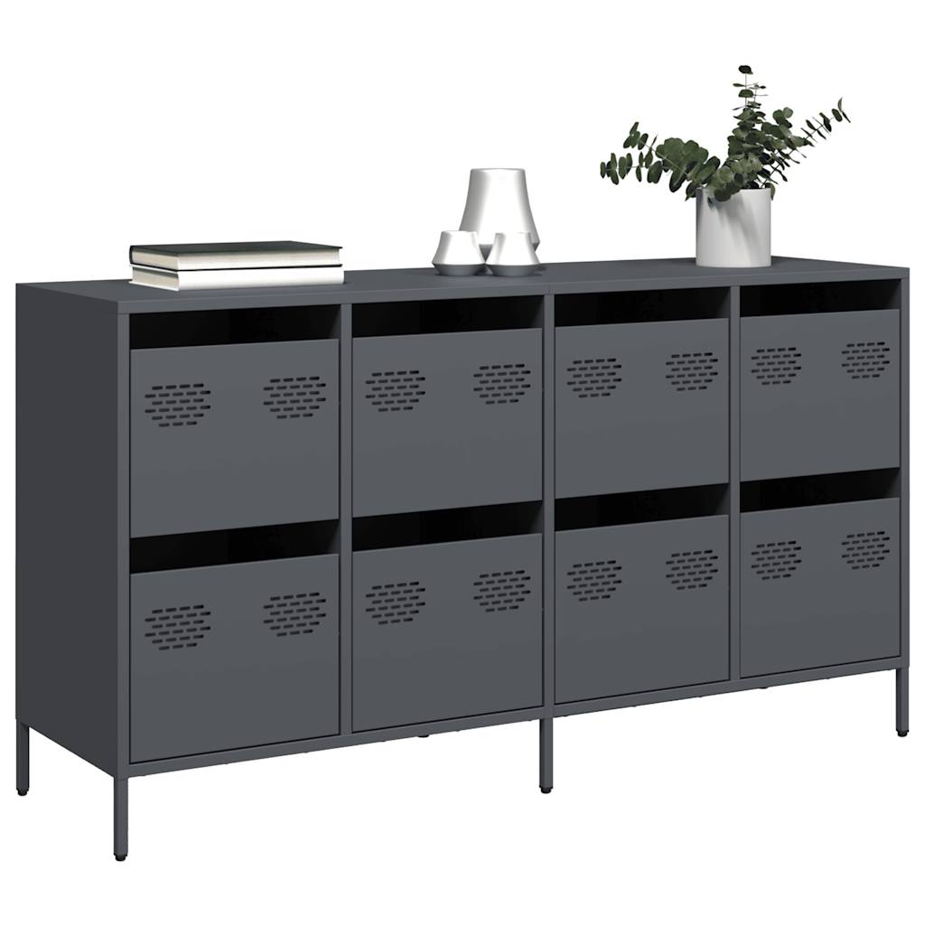 Credenza-Buffet-Armadio da cucina Antracite 135x39x73,5 cm in Acciaio Laminato a Freddo 689513