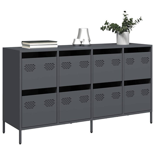 Credenza-Buffet-Armadio da cucina Antracite 135x39x73,5 cm in Acciaio Laminato a Freddo 689513