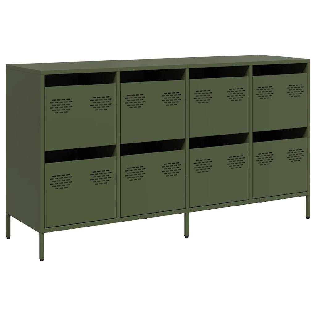 Credenza Verde Oliva 135x39x73,5 cm Acciaio Laminato a Freddo 3307171