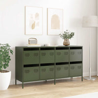 Credenza Verde Oliva 135x39x73,5 cm Acciaio Laminato a Freddo 3307171