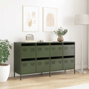 vidaXL Credenza Verde Oliva 135x39x73,5 cm Acciaio Laminato a Freddo