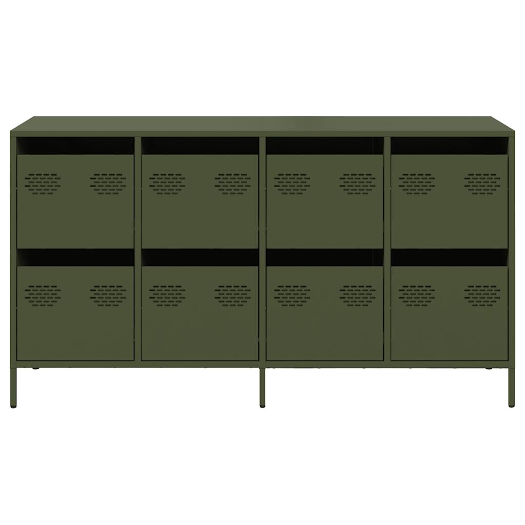 Credenza Verde Oliva 135x39x73,5 cm Acciaio Laminato a Freddo 3307171
